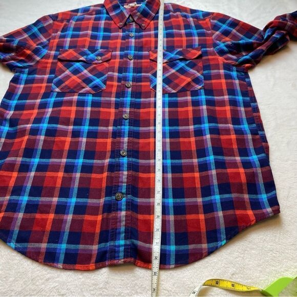 Duluth Trading Company Red, White and Blue Plaid Flannel Shirt Size Large - Picture 10 of 11
